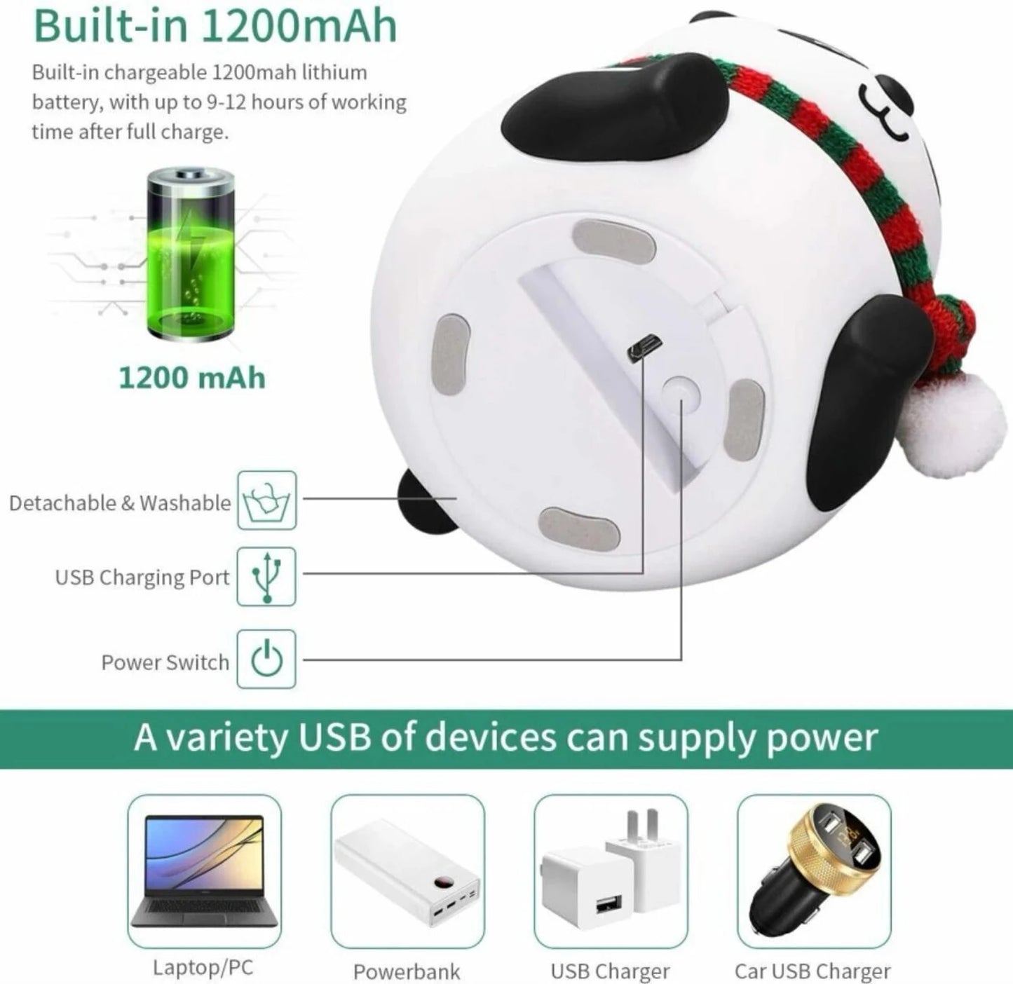 Silicone Panda Lamp - Touch Control Night Light
