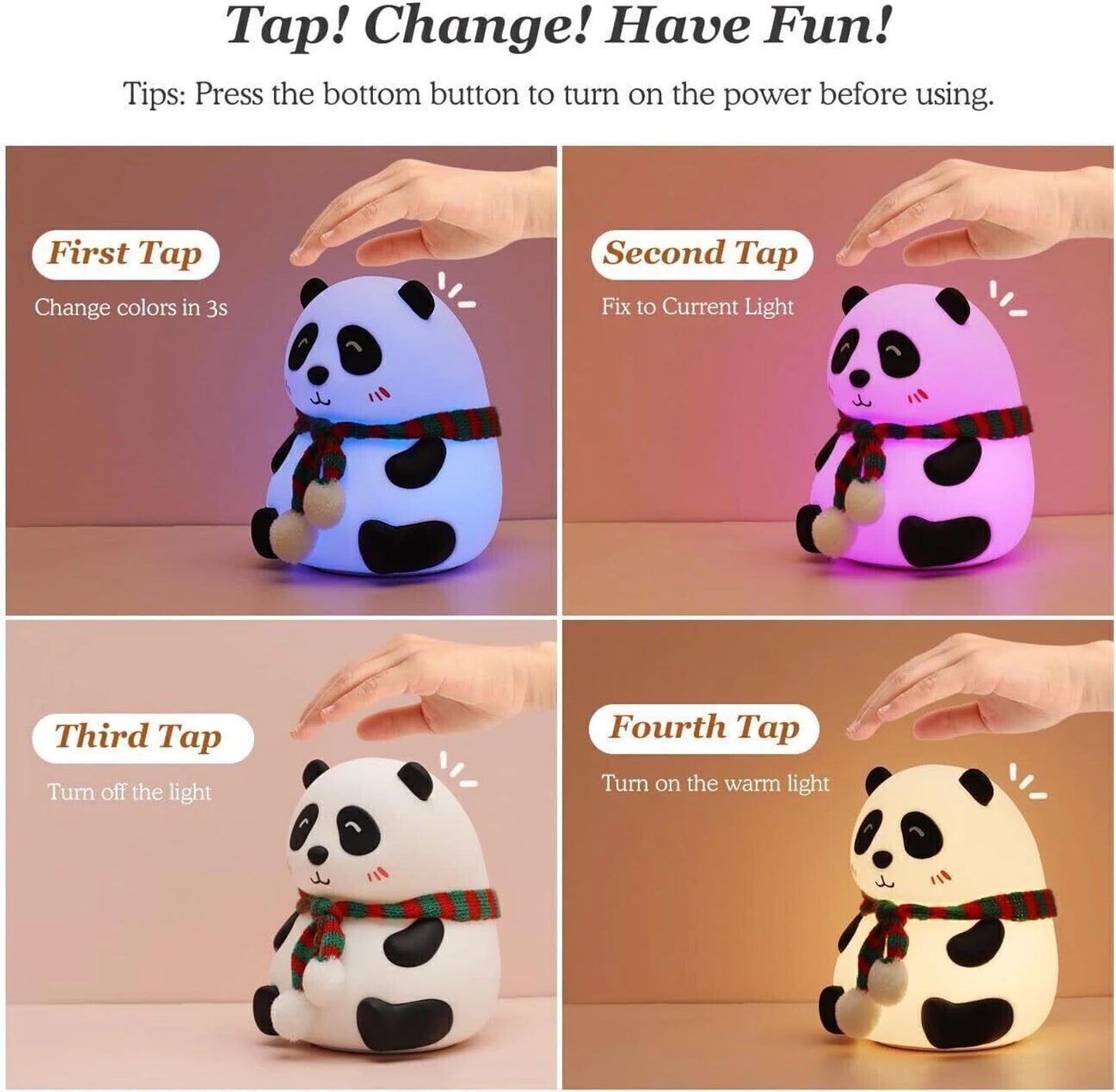 Silicone Panda Lamp - Touch Control Night Light