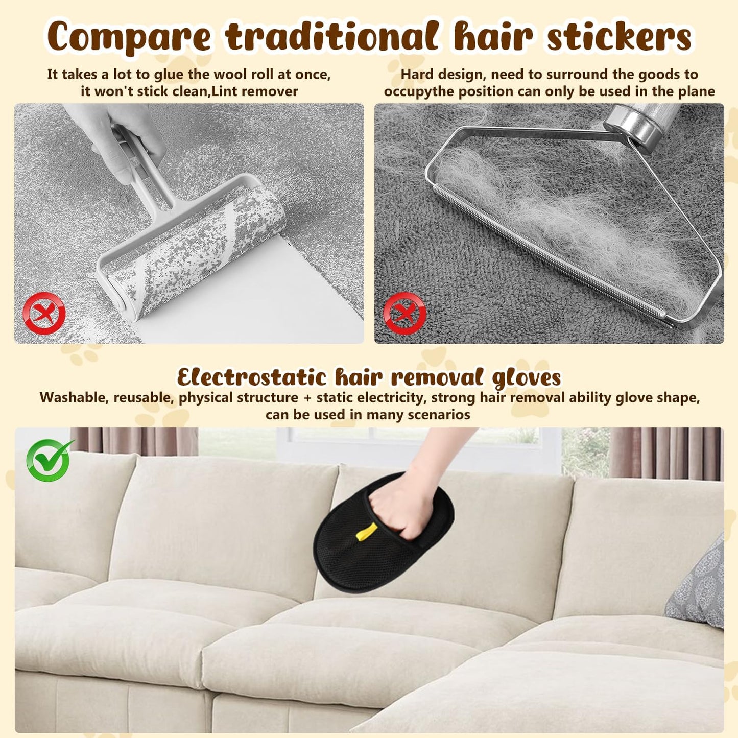 Electrostatic Pet Hair Removal Gloves