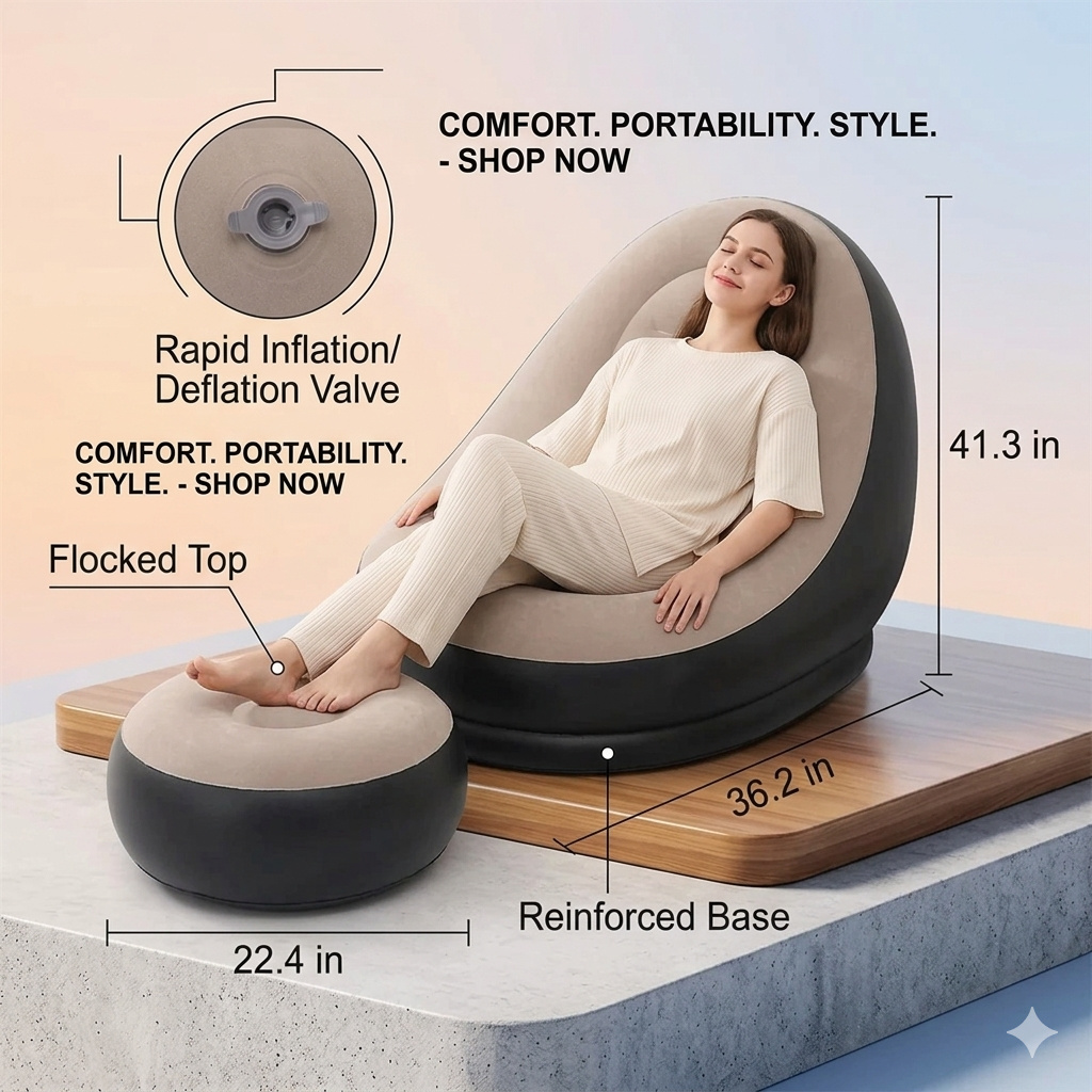Inflatable Air Sofa - Portable Outdoor Lounger